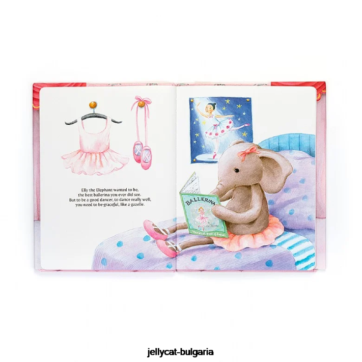 Jellycat elly balerína kniha a tančící darcey sloní šedá 691 rezervovat