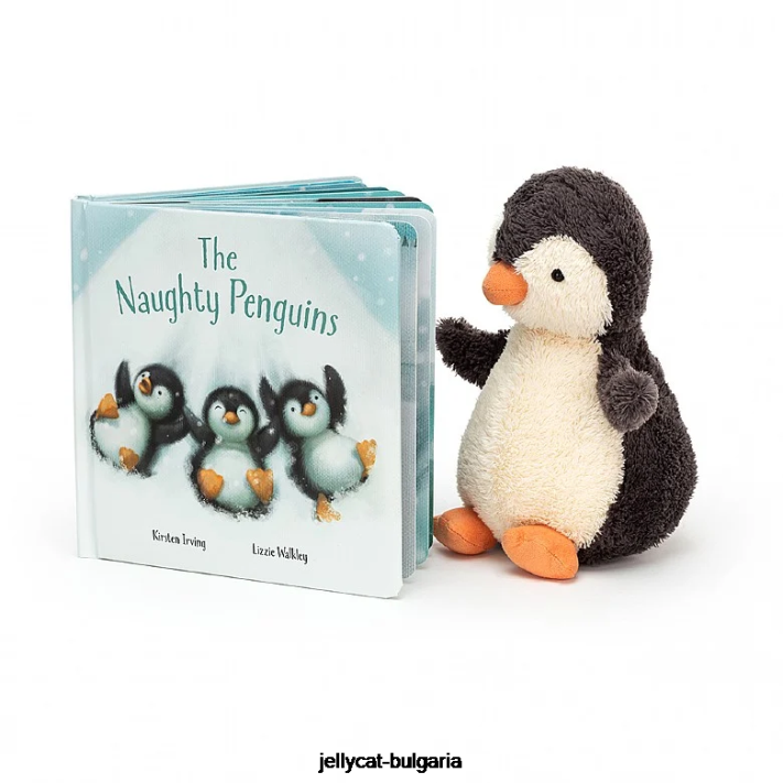 Jellycat kniha nezbedných tučňáků a arašídový tučňák šedý 649 rezervovat