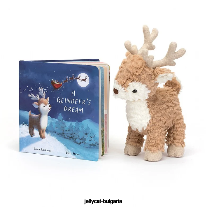 Jellycat mitzi reindeers dream book и mitzi reindeer кафяво и бяло 548 Книга