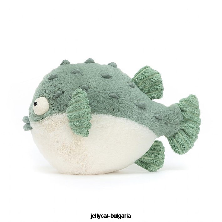 Jellycat pacey pufferfish синьо и кремаво 112 играчка