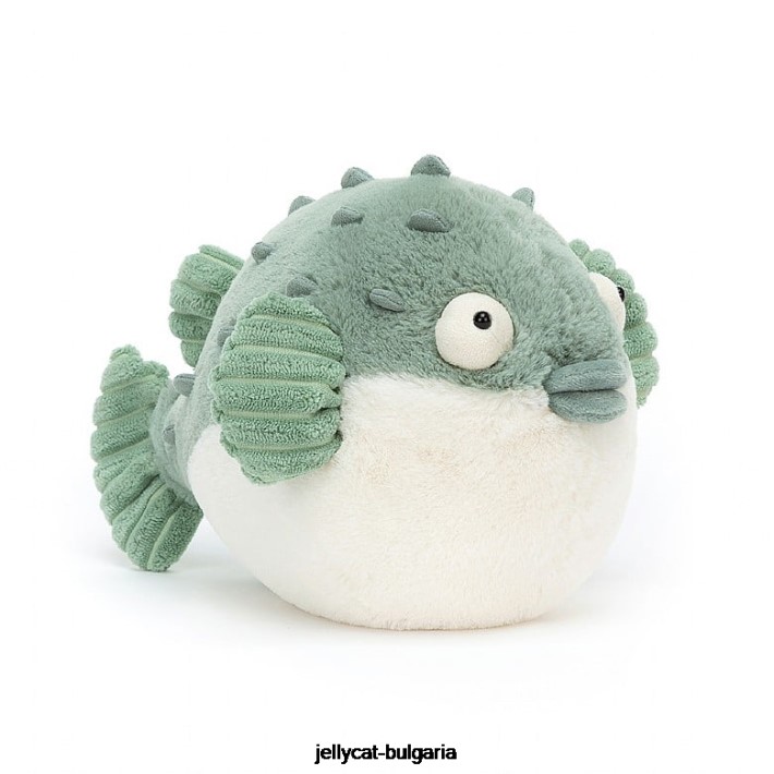 Jellycat pacey pufferfish синьо и кремаво 112 играчка