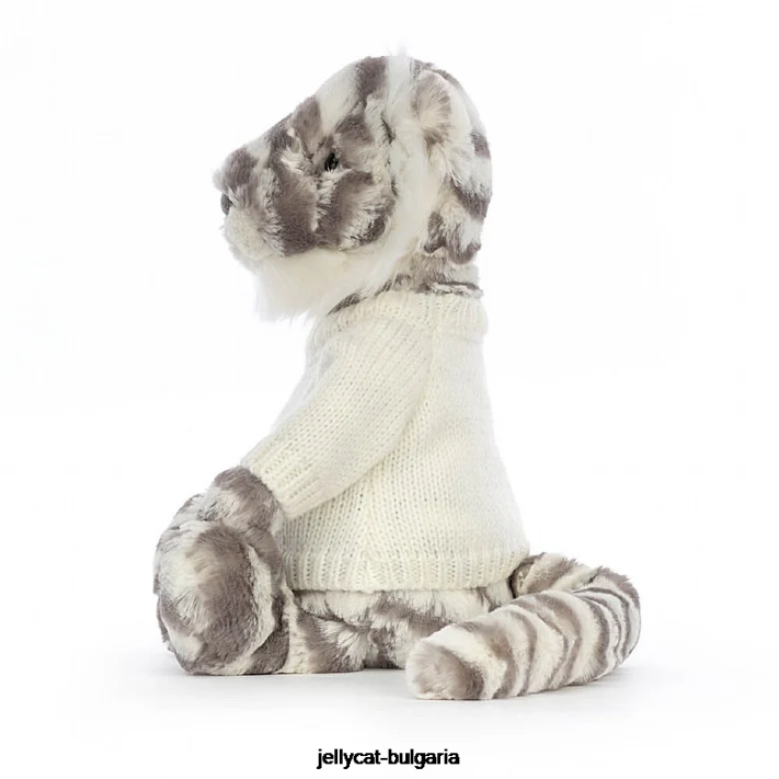Jellycat stydlivý sněžný tygr s personalizovaným krémovým svetrem v šedé a bílé barvě 578 hračka