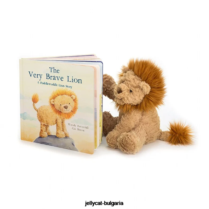 Jellycat velmi statečný lev kniha a fuddlewuddle lion tan 692 rezervovat