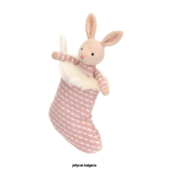 Jellycat блестящ чорап зайче бежово 443 играчка