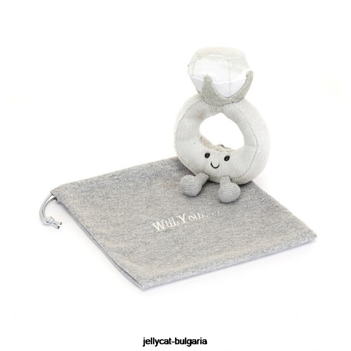 Jellycat забавен диамантен пръстен сив 535 играчка