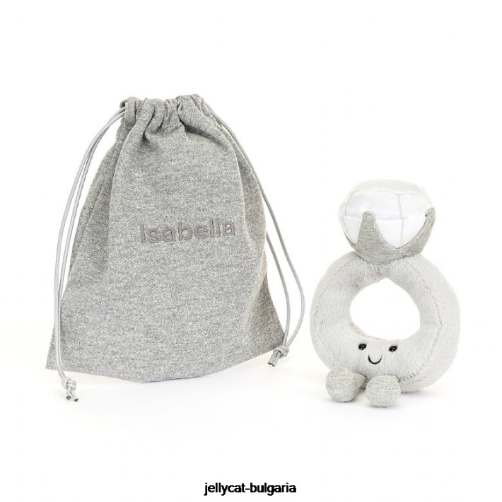 Jellycat забавен диамантен пръстен сив 535 играчка