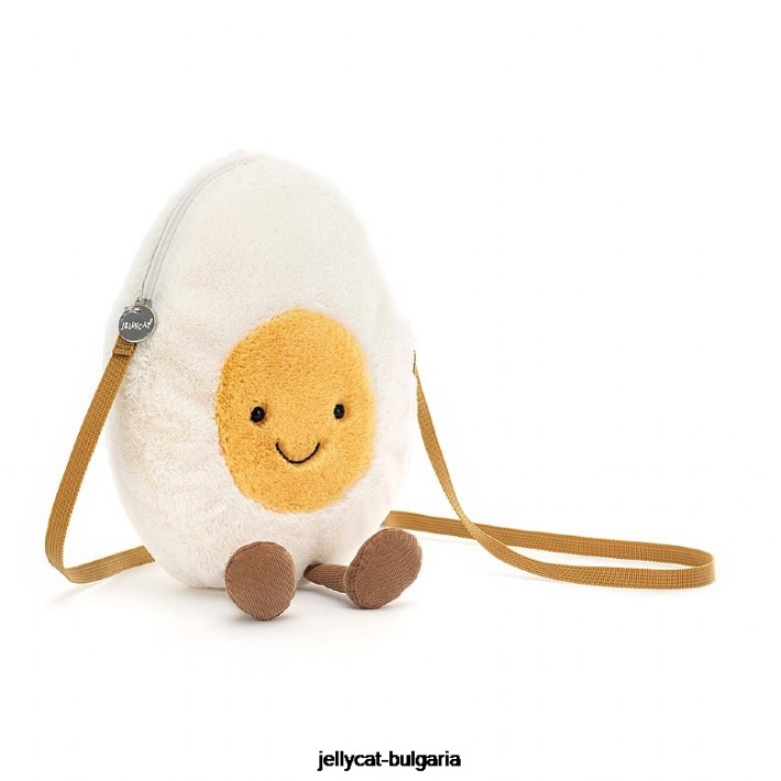 Jellycat забавен щастлив варено яйце торбичка крем 99 чанта