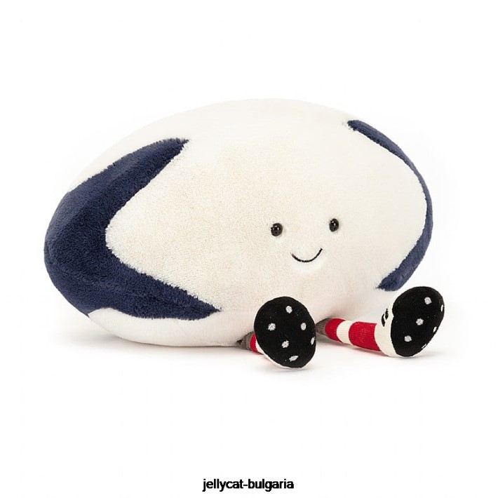 Jellycat забавна спортна топка за ръгби синьо и кремаво 148 играчка
