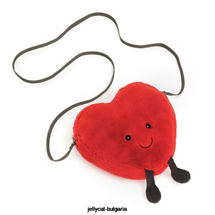 Jellycat забавна чанта сърце червена 230 чанта