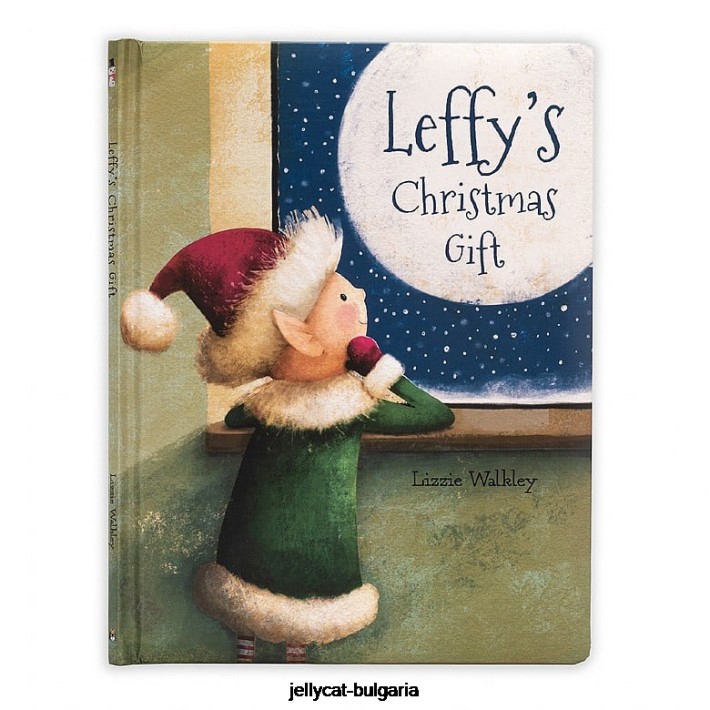 Jellycat книгата за коледни подаръци на leffy и многоцветен leffy elf 352 Книга