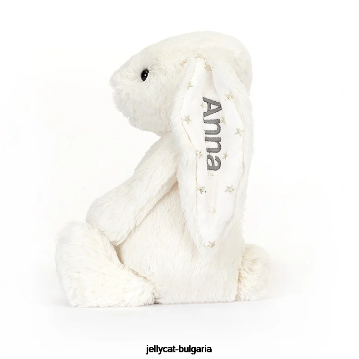 Jellycat персонализирано срамежливо блестящо зайче среден крем 203 играчка