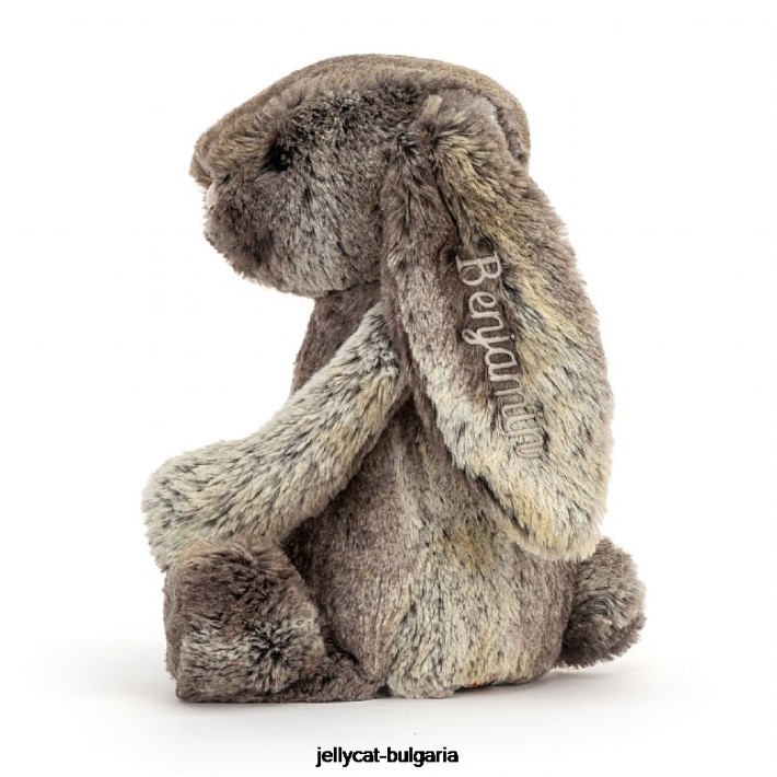 Jellycat персонализирано срамежливо зайче от памучна опашка средно сиво 478 играчка