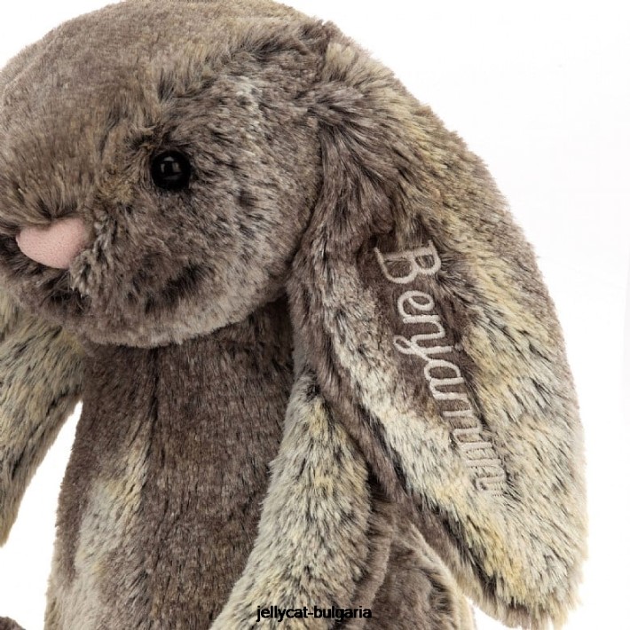 Jellycat персонализирано срамежливо зайче от памучна опашка средно сиво 478 играчка