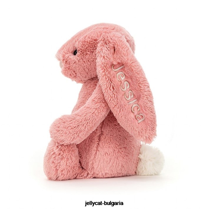 Jellycat персонализирано срамежливо зайче с венчелистчета средно розово сорбе 130 играчка