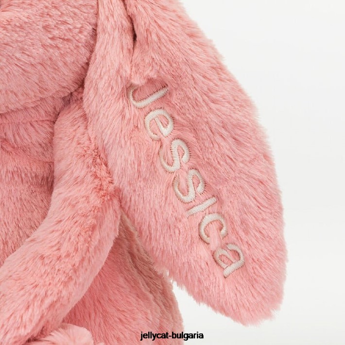 Jellycat персонализирано срамежливо зайче с венчелистчета средно розово сорбе 130 играчка