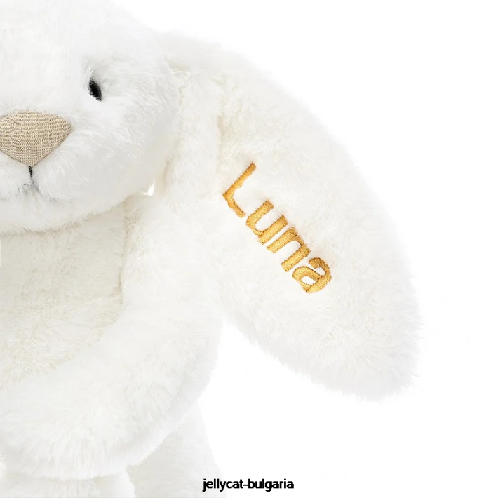 Jellycat персонализирано срамежливо луксозно зайче luna средно бяло 228 играчка