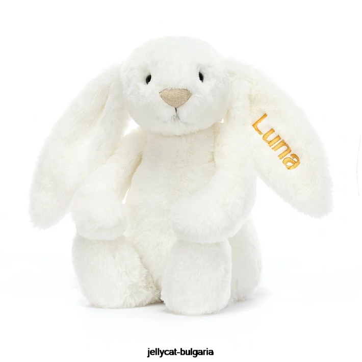 Jellycat персонализирано срамежливо луксозно зайче luna средно бяло 228 играчка