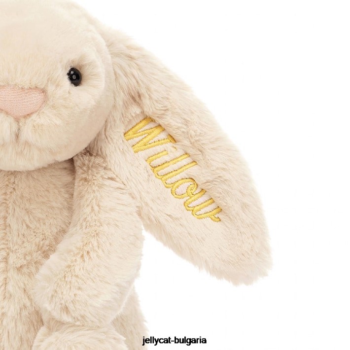 Jellycat персонализирано срамежливо луксозно зайче върба средно бежово 237 играчка