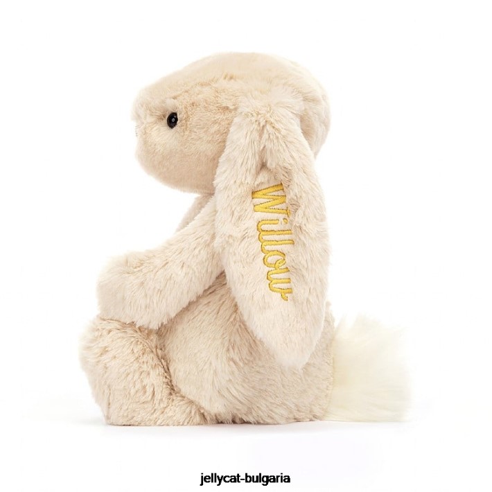 Jellycat персонализирано срамежливо луксозно зайче върба средно бежово 237 играчка