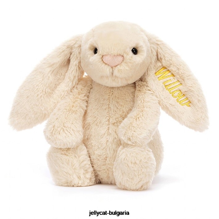Jellycat персонализирано срамежливо луксозно зайче върба средно бежово 237 играчка
