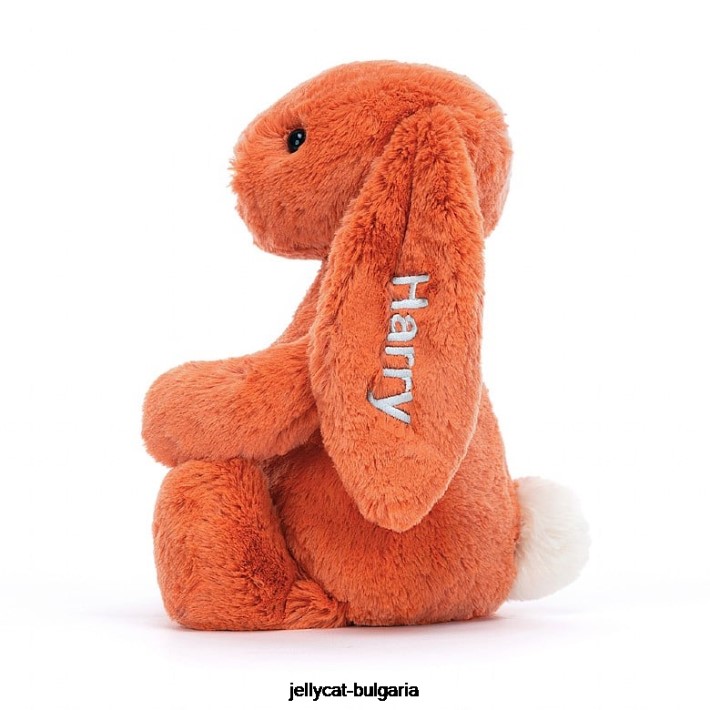 Jellycat персонализирано срамежливо мандариново зайче средно оранжево 502 играчка