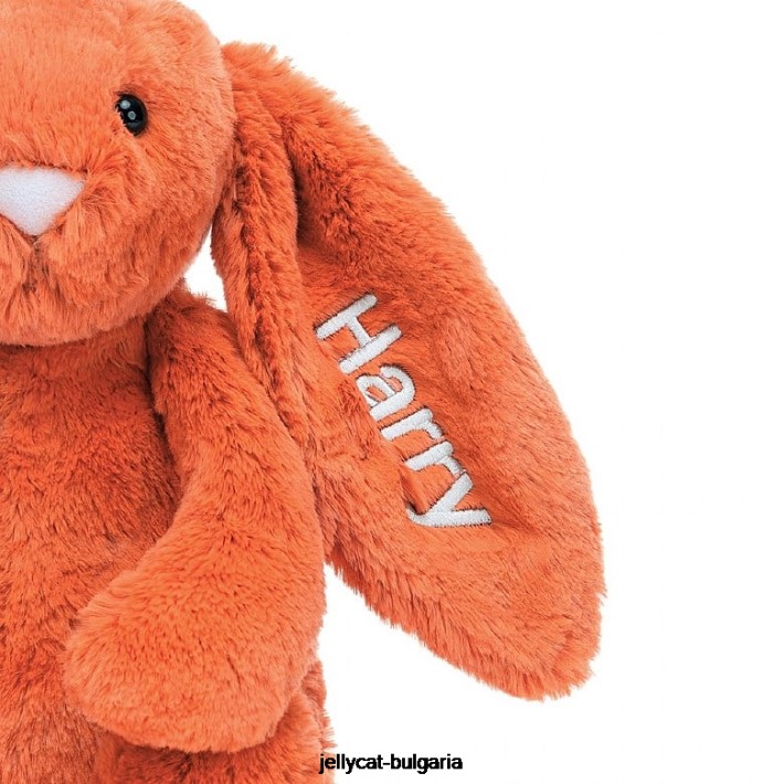 Jellycat персонализирано срамежливо мандариново зайче средно оранжево 502 играчка