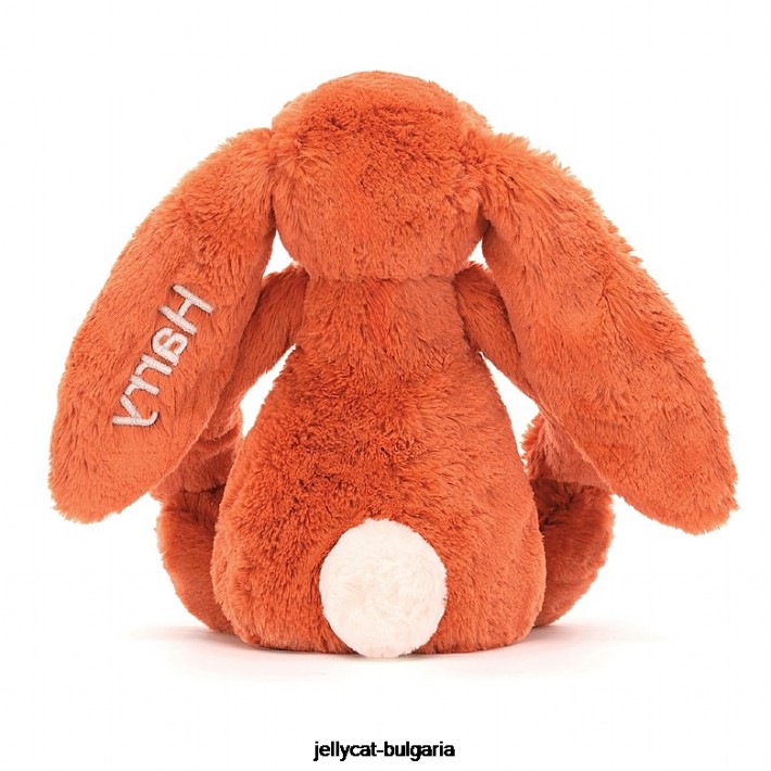 Jellycat персонализирано срамежливо мандариново зайче средно оранжево 502 играчка