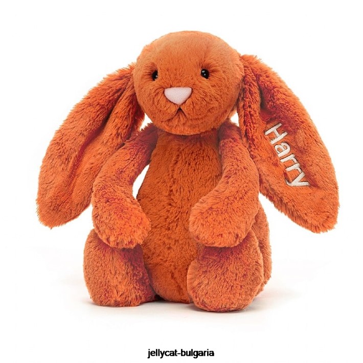 Jellycat персонализирано срамежливо мандариново зайче средно оранжево 502 играчка