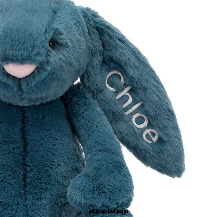 Jellycat персонализирано срамежливо минерално синьо зайче средно колбалтово синьо 346 играчка