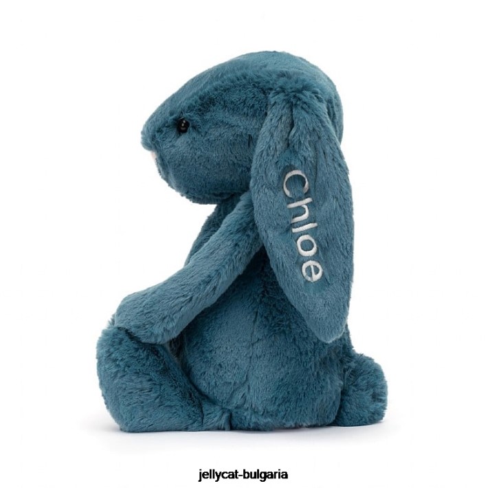 Jellycat персонализирано срамежливо минерално синьо зайче средно колбалтово синьо 346 играчка
