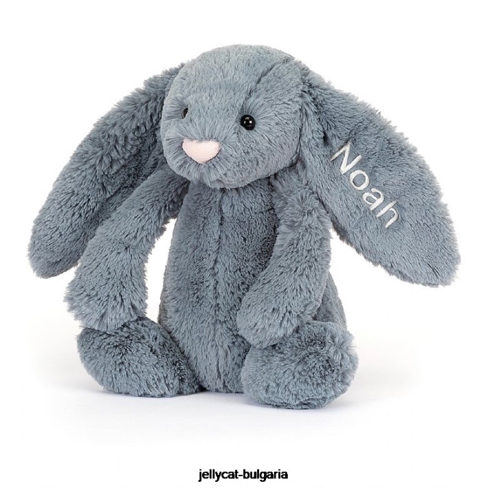 Jellycat персонализирано срамежливо тъмно зайче средно синьо 91 играчка