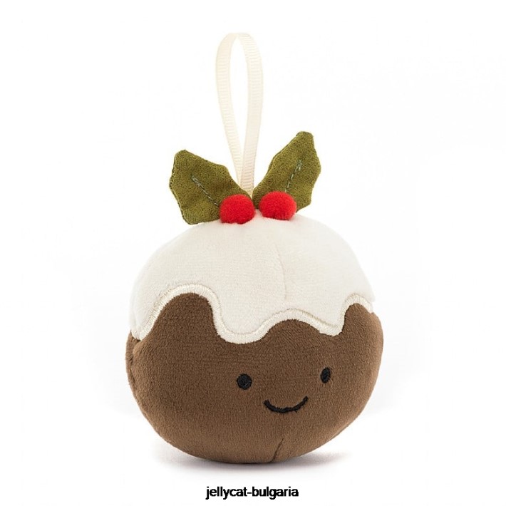 Jellycat празнична глупост коледен пудинг кафяв 39 играчка