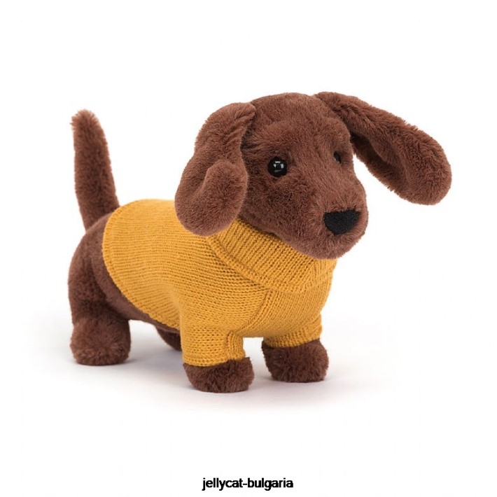 Jellycat пуловер наденица куче жълто кафяво 210 играчка