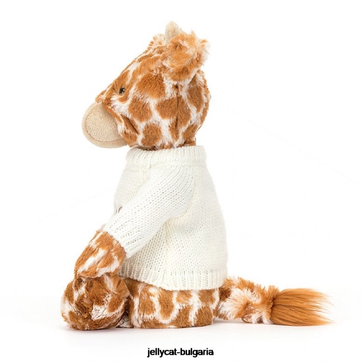 Jellycat срамежлив жираф с персонализиран оранжев кремав джемпер 240 играчка