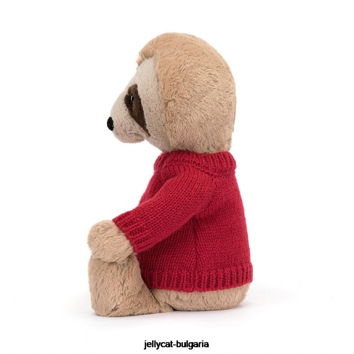 Jellycat срамежлив ленивец с персонализиран червен загар 205 играчка
