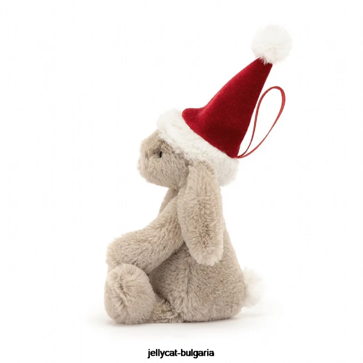 Jellycat срамежлива украса за коледно зайче бежово 347 играчка