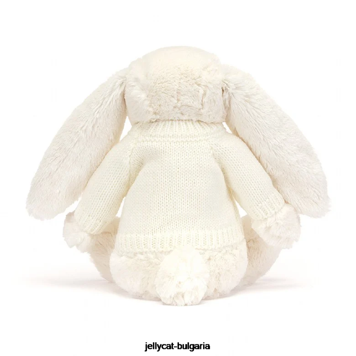 Jellycat срамежливо блестящо зайче с персонализиран крем за джъмпър 188 играчка