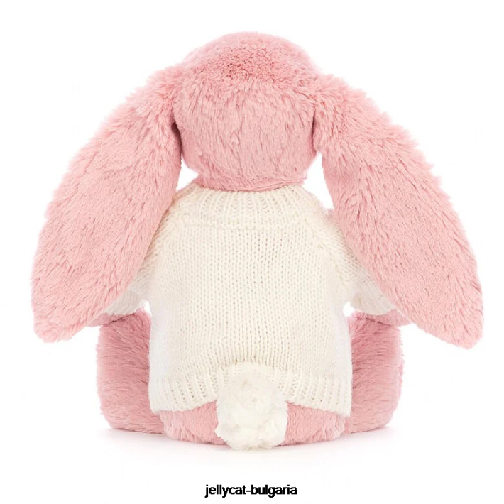 Jellycat срамежливо зайче с венчелистчета с персонализирано кремаво розово сорбе 243 играчка