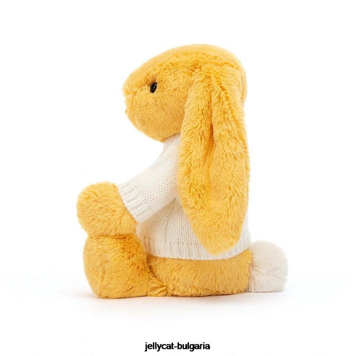 Jellycat срамежливо зайче с персонализиран кремав джемпер слънце 483 играчка
