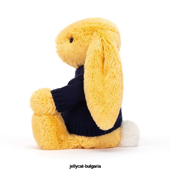 Jellycat срамежливо зайче с персонализиран тъмносин джемпер слънце 390 играчка