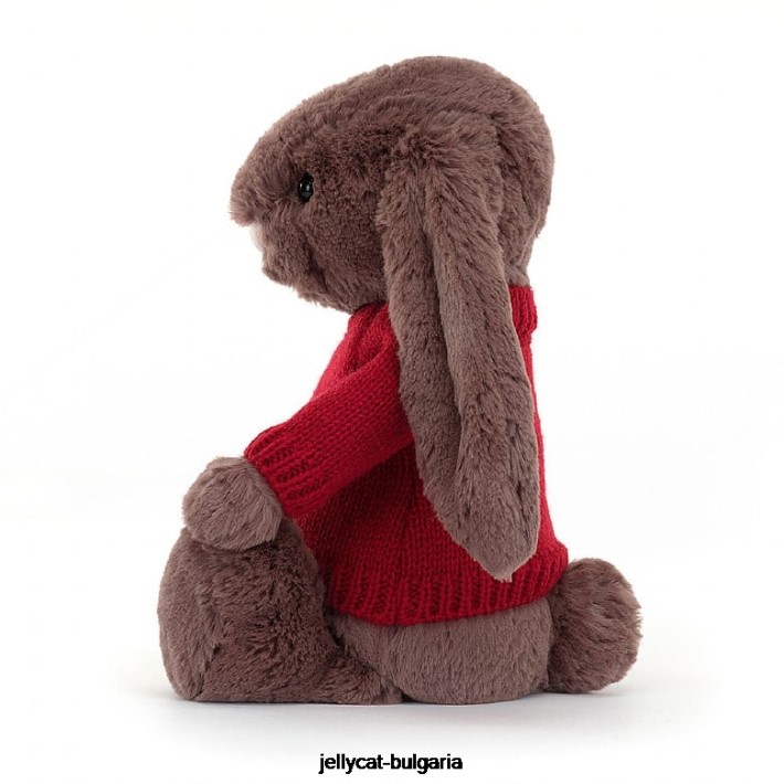 Jellycat срамежливо зайче фъдж с персонализиран червен шоколад 511 играчка