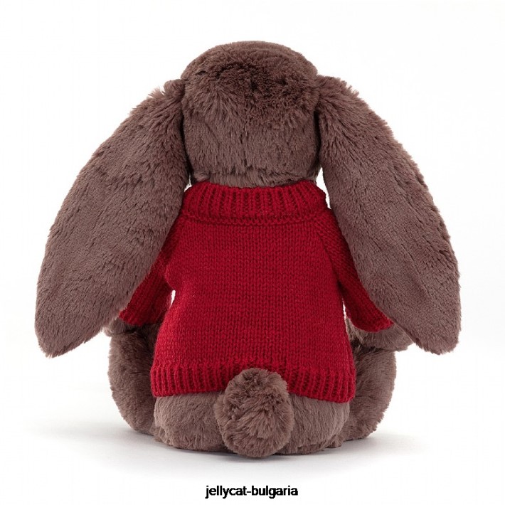 Jellycat срамежливо зайче фъдж с персонализиран червен шоколад 511 играчка