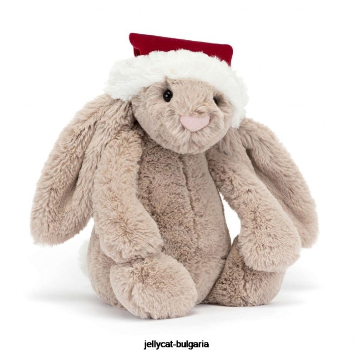 Jellycat срамежливо коледно зайче бежово 3 играчка