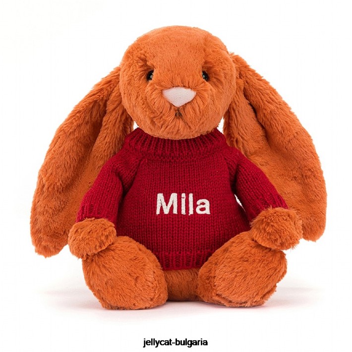 Jellycat срамежливо мандариново зайче с персонализиран червен портокал 509 играчка