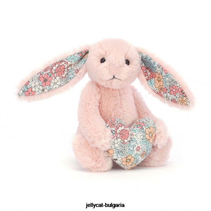 Jellycat цвят сърце руж зайче праскова 337 играчка