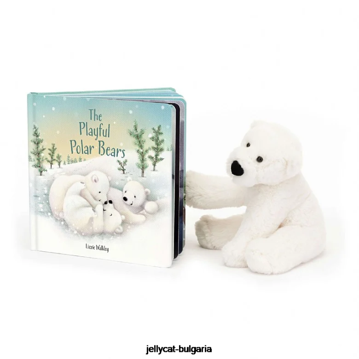 Jellycat книгата за игриви полярни мечки и бяла полярна мечка Пери 554 Книга