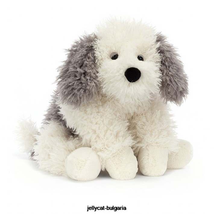 Jellycat floofie овчарка сиво и бяло 403 играчка