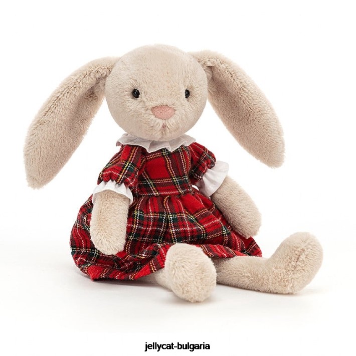 Jellycat тартан лоти зайче червено 168 играчка