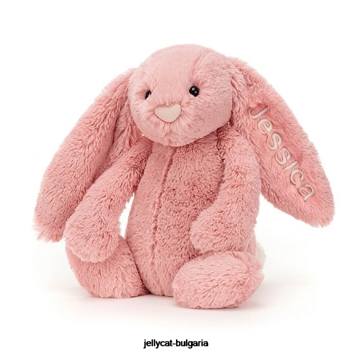 Jellycat персонализирано срамежливо зайче с венчелистчета средно розово сорбе 130 играчка