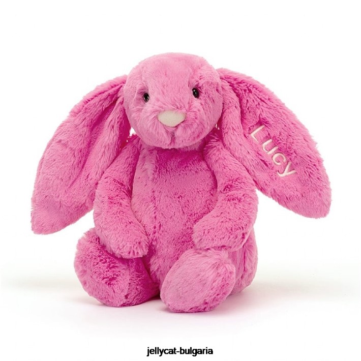 Jellycat персонализирано срамежливо зайче средно горещо розово 173 играчка